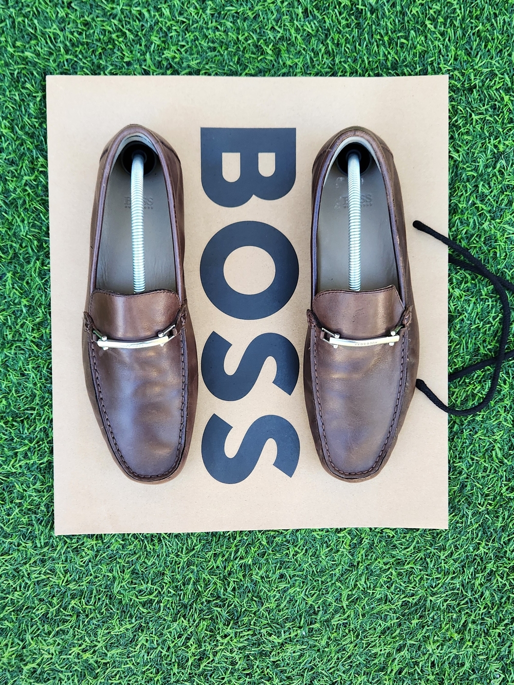 Hugo Boss Men's Brown Leather Bit Loafers Size 9